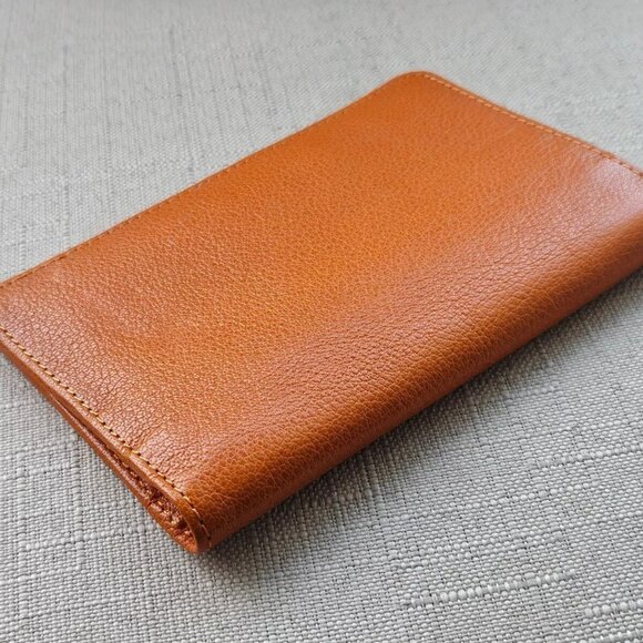 Genuine Leather Passport Holder Handmade Wallet Bifold Mustard Yellow Cardholder - Picture 8 of 12